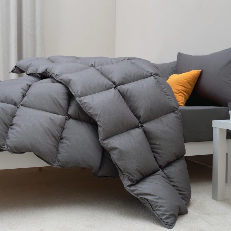 bevink feather down comforter queen/full size, luxurious all seasons duvet insert grey lightweight,u