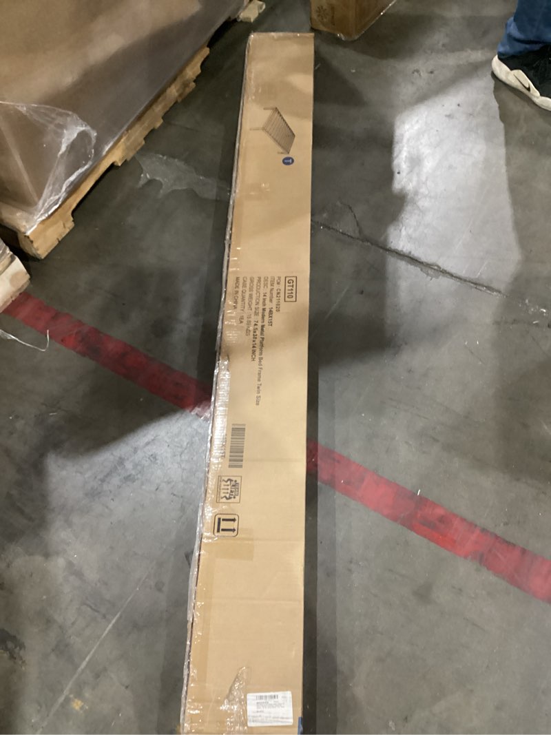 Condition photo showing New/Like New for Olee Sleep 14 Inch Modern Metal Platform Bed Frame, Wood Slat Anti-Slip Support, Headboard Compatible Steel Mattress Foundation, No Box Spring Needed, Black, Queen Size 14 Inch Wooden Slats Queen