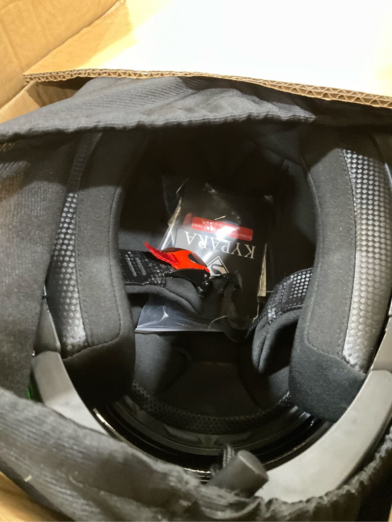 Condition photo showing As Is for KYPARA Motorcycle Dual Visor Flip up Modular Full Face Helmet with DOT Certification of Impressionism Medium Black Pocker