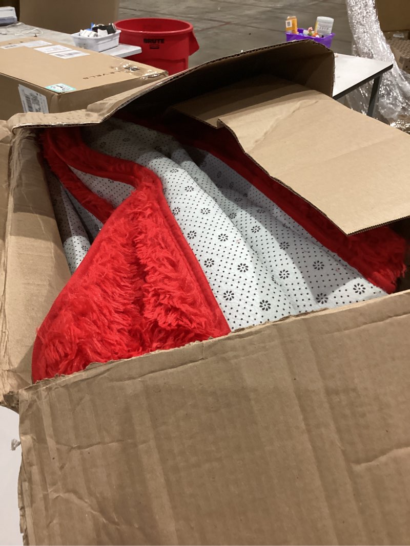 tabayon luxury 6x9 modern indoor home living room area rugs, anti-skid soft fluffy shag fur bedroom rugs for kids playroom decor red