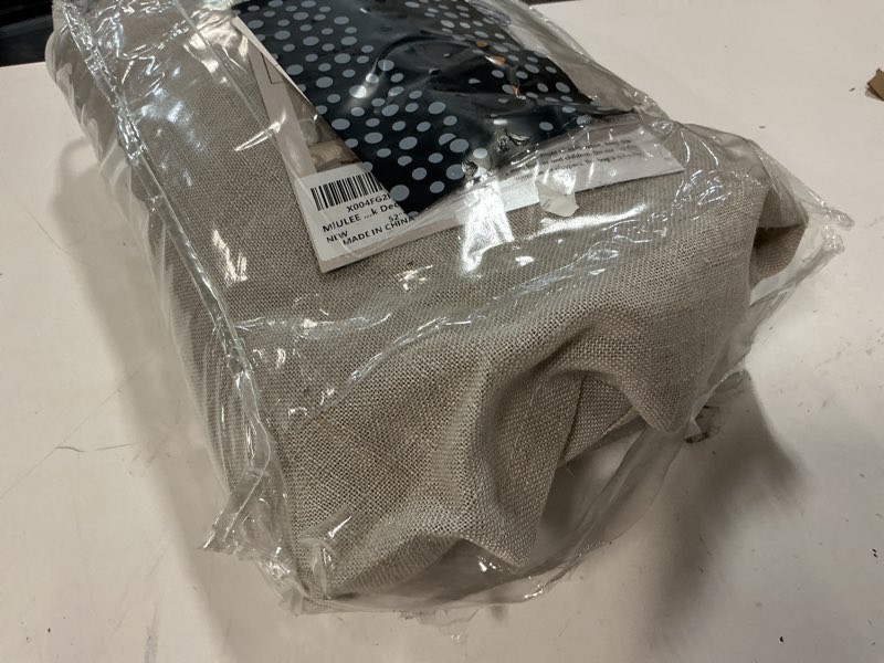Condition photo showing As Is for miulee oatmeal curtains 90 inch long 2 panels for bedroom living room, soft thick textured natural window drapes light filtering back tab rod pocket burlap look decor 52"w x 90"l (pack of 2) oatmeal