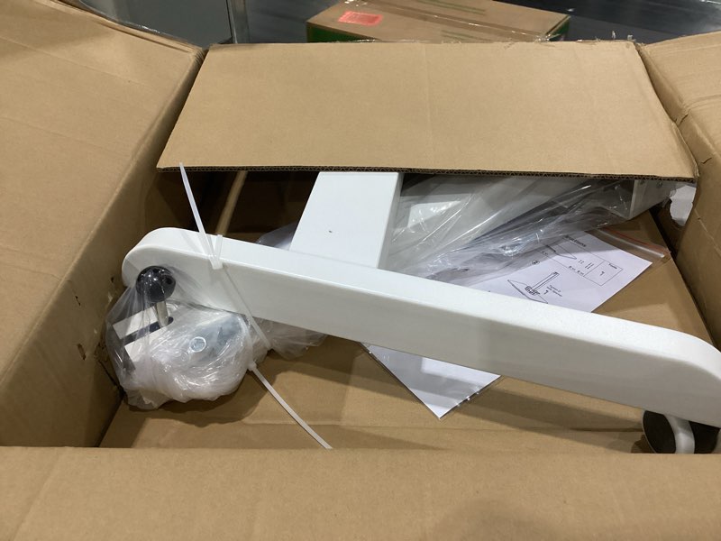 Condition photo showing New/Like New for jsjcctesk mobile standing desk with 45° tilting desktop, portable rolling standing, height adjustable sit stand foldable with wheels, mobile desk workstation for home office (white, large) large white