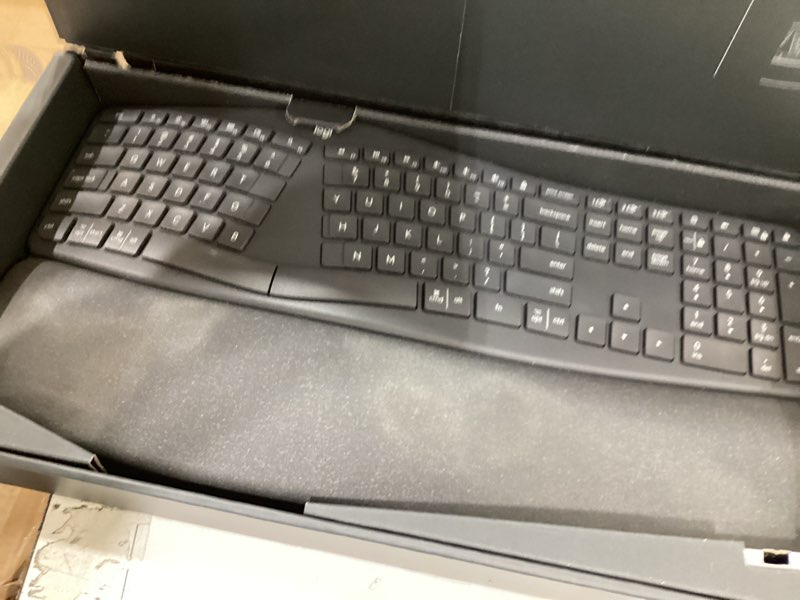 Condition photo showing Good Condition for logitech ergo k860 wireless ergonomic keyboard - split keyboard, wrist rest, natural typing, stain-resistant fabric, bluetooth and usb connectivity, compatible with windows/mac, black keyboard only