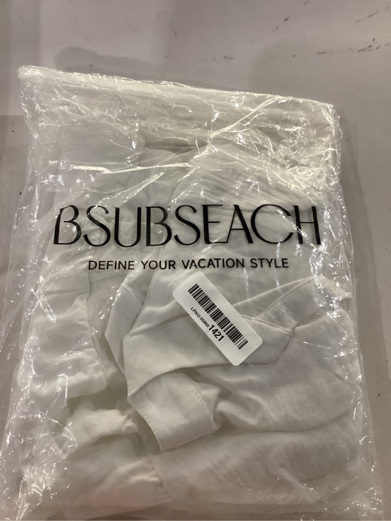 Condition photo showing New/Like New for bsubseach womens swimsuit cover up shirt ruffle short sleeve bathing suit coverups v neck flowy ruffled beach bikini dress white small