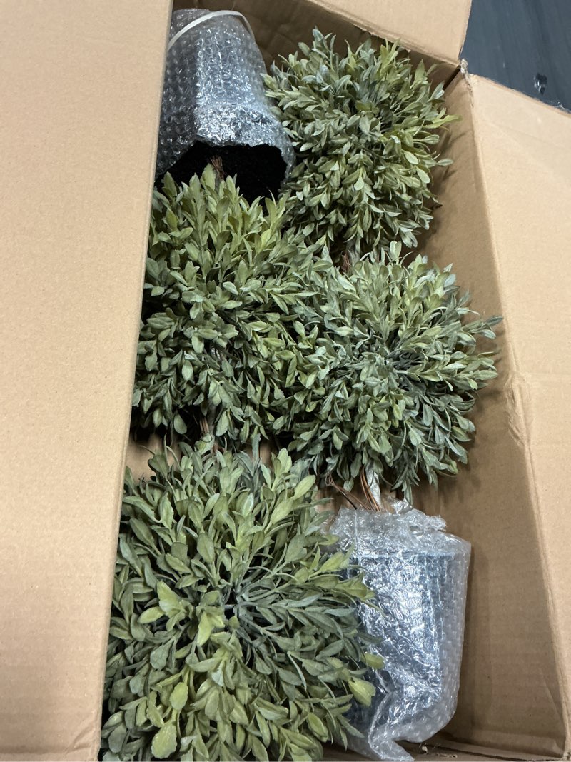 Condition photo showing Good Condition for dilatata 17 inch artificial boxwood topiary tree faux topiary trees artificial potted shrubs with galvanized pot for porch,home,garden decor farmhouse decor indoor & outdoor use - set of 2 17 inch #02