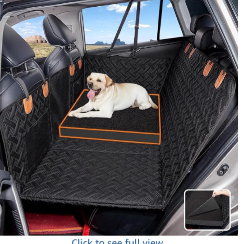 Dog Bed for Car Back Seat Extender,Waterproof Large Dog Mat for Seat Cover Back Seat,Washable Pet Bed for car Hammock(Black, for car,SUV,Small Truck) ( Similar