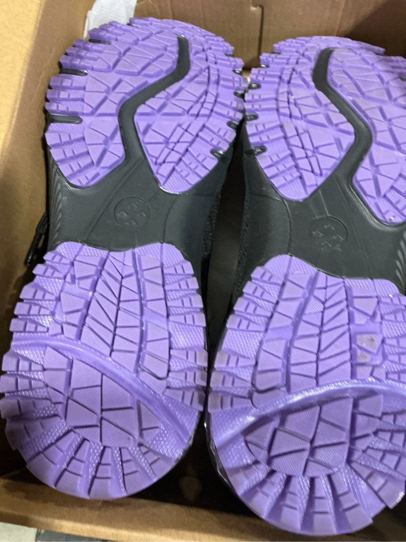 Condition photo showing As Is for spiez women‘s safety shoes lightweight - non slip composite toe work shoes with air cushion, slip on fashion sneakers for woman daily wear with arch support insole, black purple us 5-9.5 8