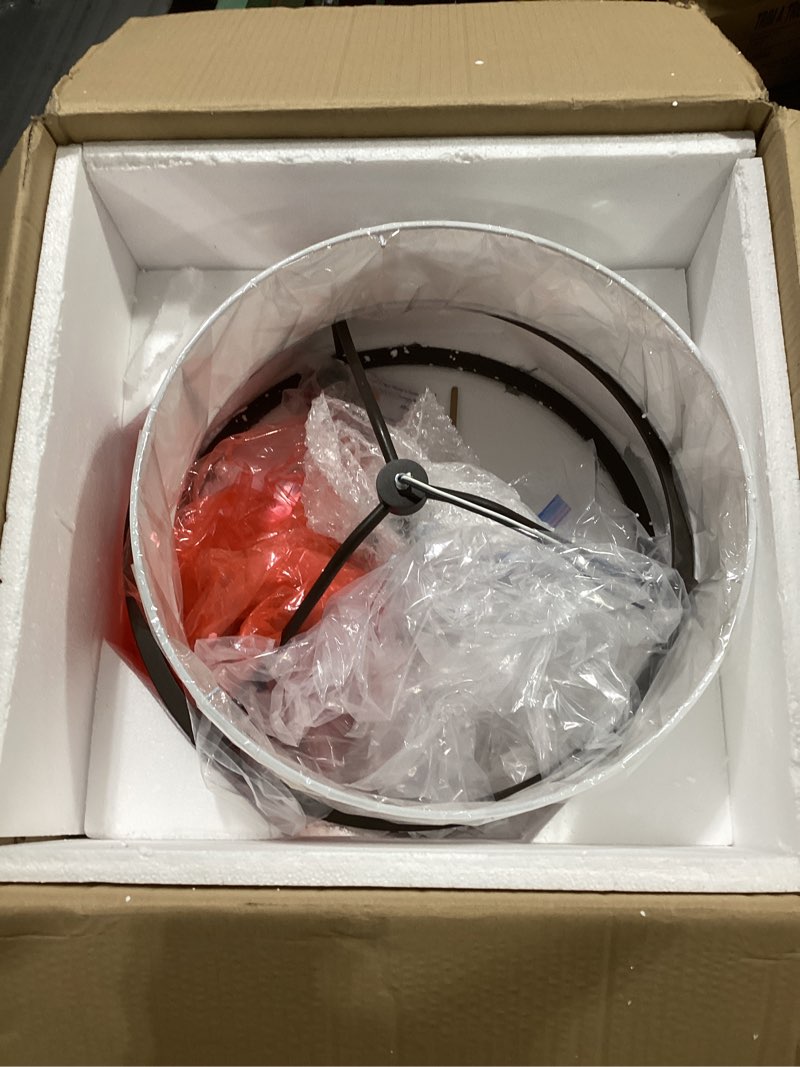 Condition photo showing As Is for XiNBEi Lighting Semi Flush Mount Ceiling Light 18 Inch 3 Light Close to Ceiling Light with Fabric Shade and Frost Glass Diffuser in Dark Bronze Drum Semi Flush Light XB-SF1199-DB