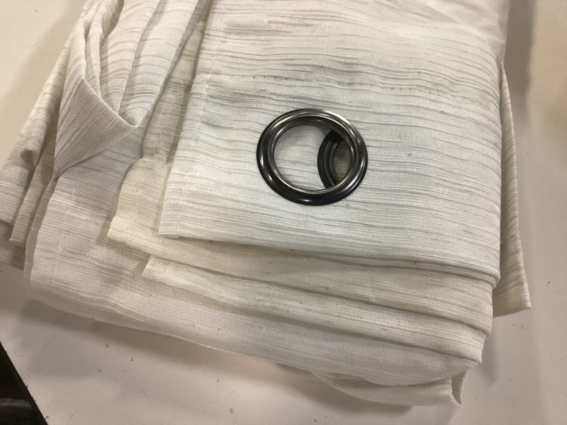 Condition photo showing Good Condition for jinchan white linen textured curtains 108 inch long 2 panels for living room grommet top light filtering window drapes for bedroom 38"w x 108"l (pack of 2) grommet white