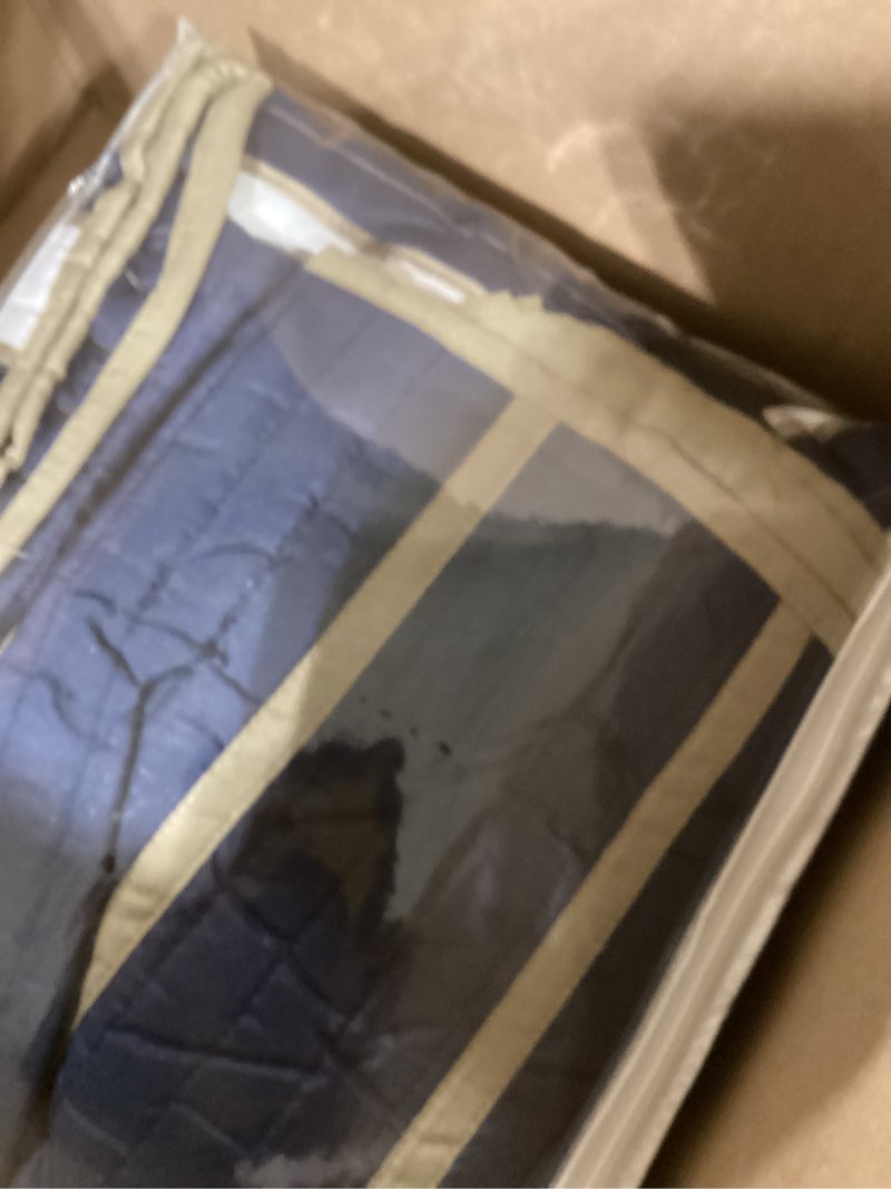 Condition photo showing New/Like New for Comfort Spaces Quilt Set Trendy Casual Fun, Vibrant Color Design, Hypoallergenic All Season, Lightweight Coverlet Bedspread Cozy Kids Bedding & Sham Full/Queen Verone White Blue Stripe 3 Piece Full/Queen Blue