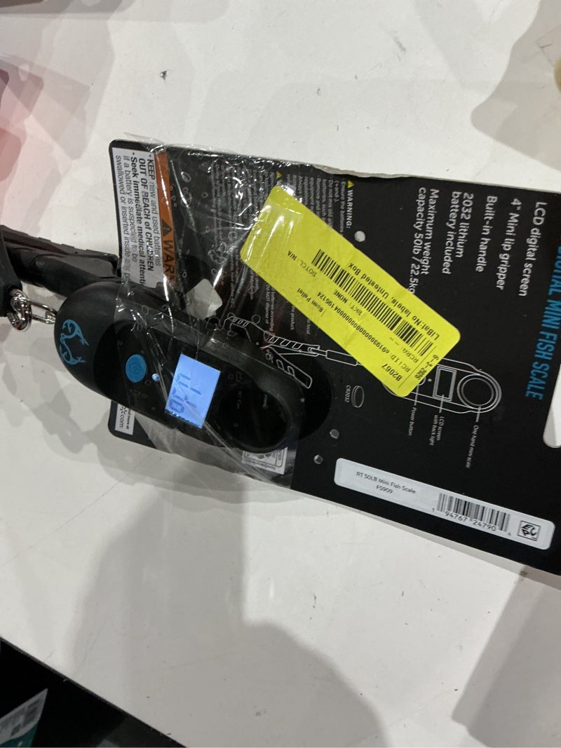 Condition photo showing As Is for realtree 50lb digital fish scale with lcd & lip gripper - compact & durable plastic design