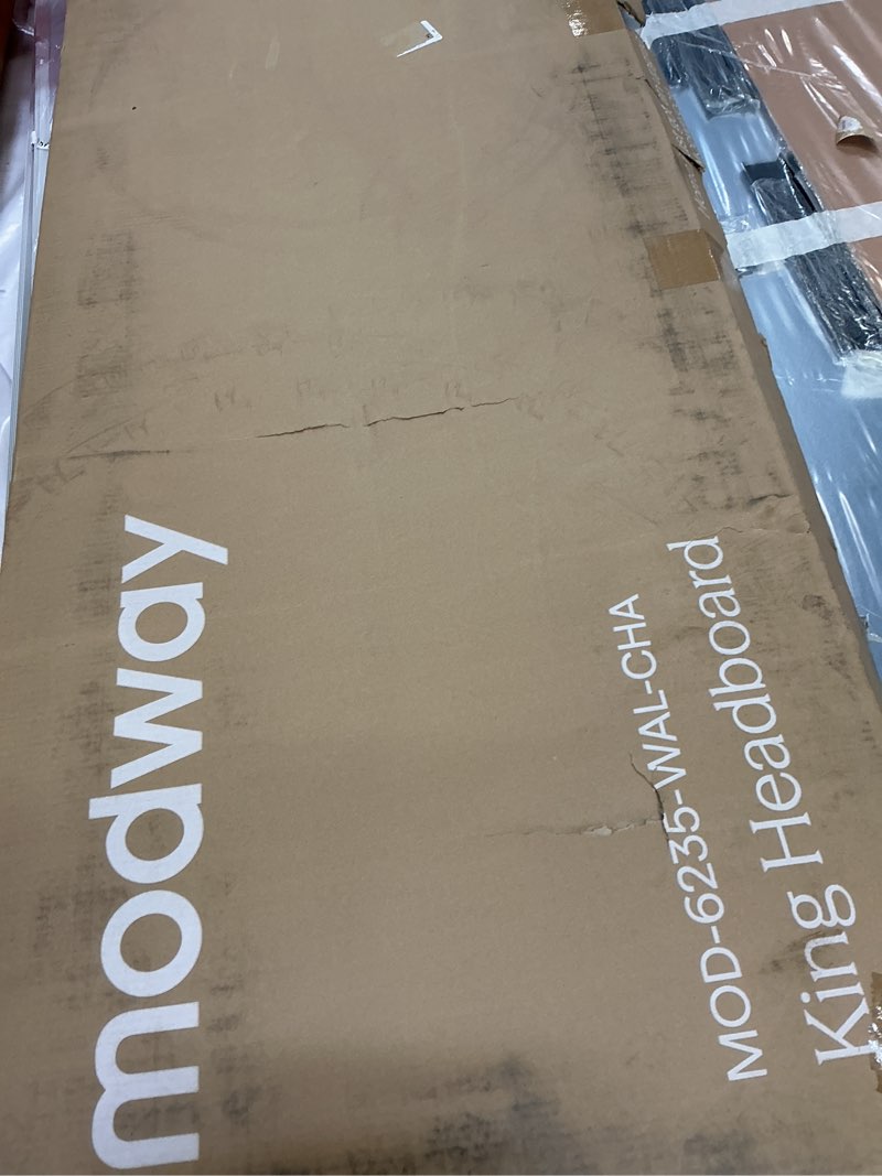 Condition photo showing Good Condition for modway collins tufted fabric and wood king headboard in walnut charcoal