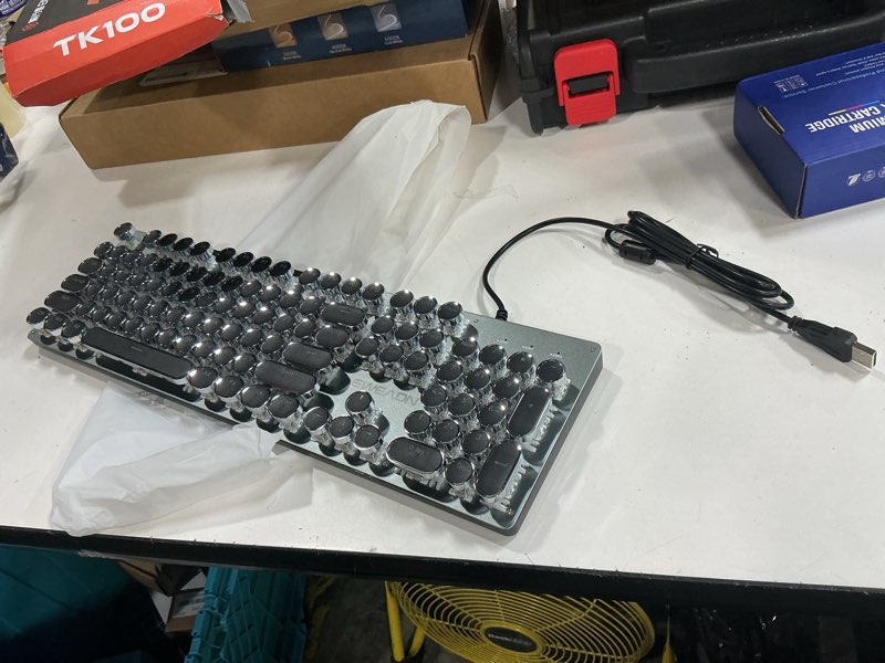 Condition photo showing New/Like New for eweadn tk100 typewriter keyboard wired mechanical keyboard, 104 keys aesthetic typewriter keyboards with white backlit, anti-ghosting, blue switch wired cute keyboards-black