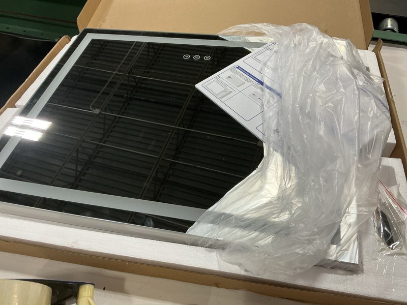 Condition photo showing New/Like New for fennio 23" x 18" vanity mirror with lights?led makeup mirror?hollywood mirror with 3 color modes & adjustable brightness?vanity mirror square white white 23"l x 18"w