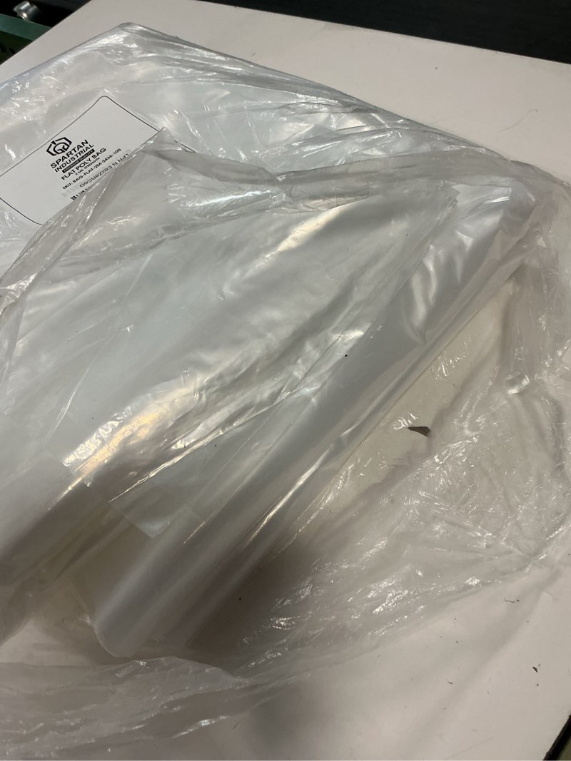Condition photo showing Good Condition for spartan industrial - 24” x 36” (100 count) 2 mil heavy duty flat open end clear plastic poly bags - for packaging cookware, pillows, quilts (bags do not have seal & do not have prints) 24" x 36"