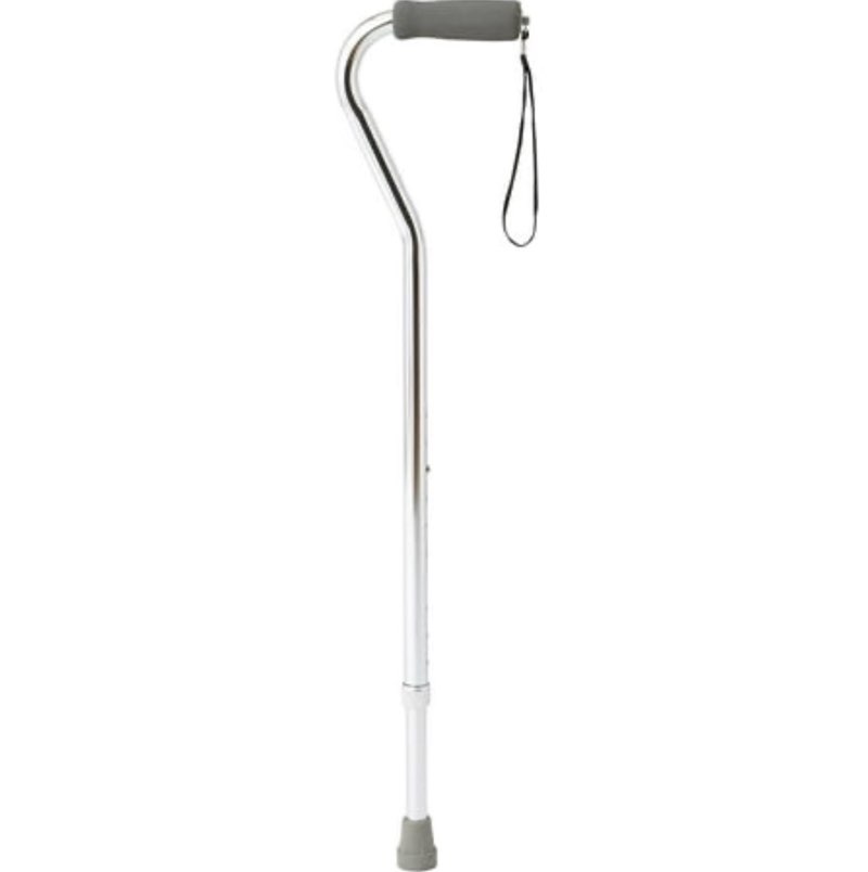 medline aluminum chrome offset walking cane  adjusts 29 -38   300 lbs. capacity