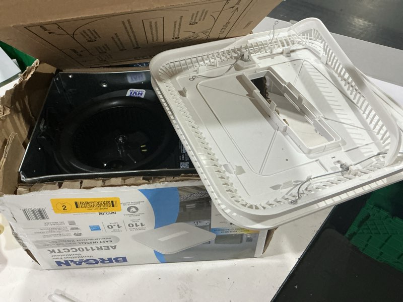 Condition photo showing As Is for broan invent 1.0-sone 110-cfm white bathroom fan (energy star certified)