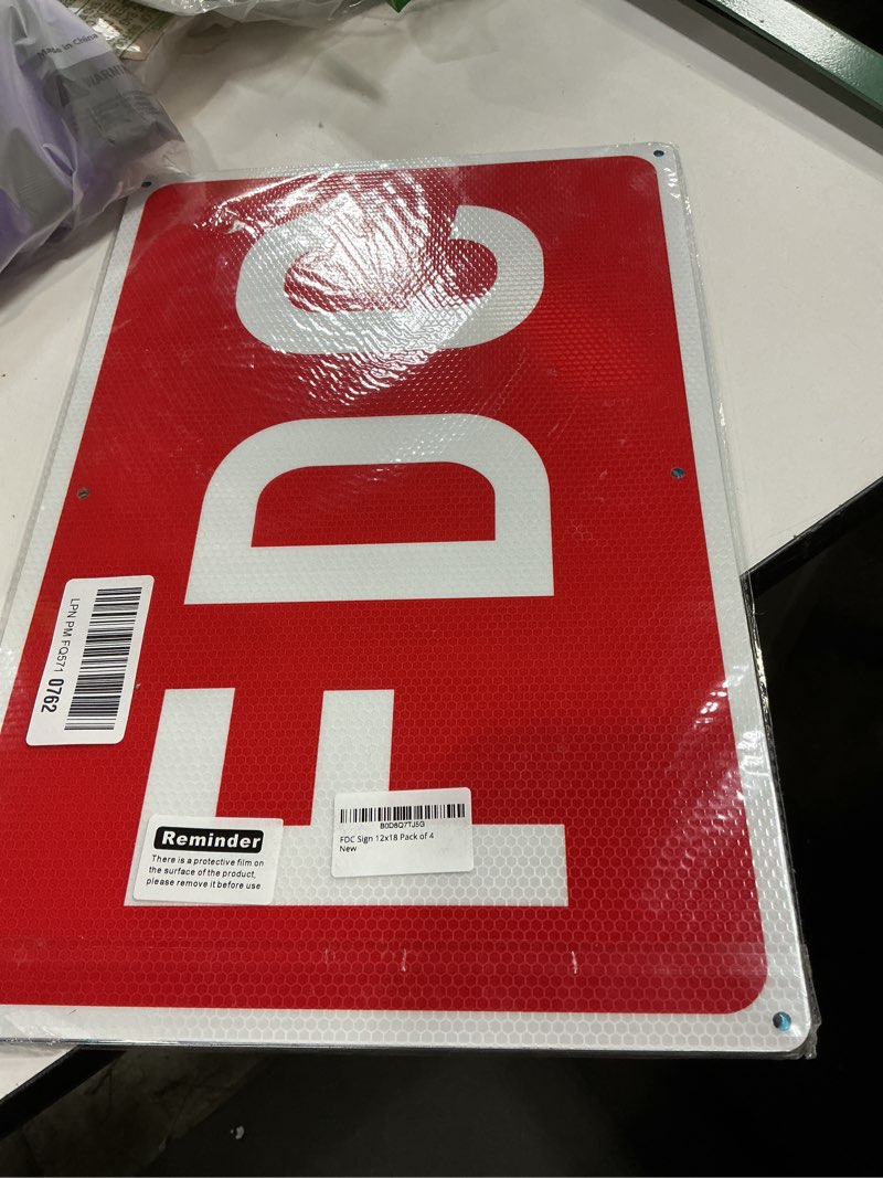 Condition photo showing New/Like New for FDC Sign 12" x 18", 60 MIL Engineer Grade Honeycomb Reflective Aluminum, Fire Department Connection 