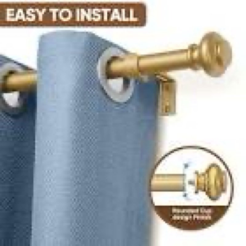 simewin heavy duty curtain rods for windows 48 to 84 inches, 1 inch gold curtain rod for bedroom, living room, patio, kitchen, adjustable curtains rods with classic finials, gold finishing 28\\\"-88\\\" gold