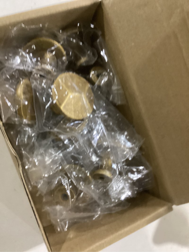 Condition photo showing New/Like New for Ravinte 10 Pack Antique Brass Round Cabinet Hardware Knobs,Solid Zinc Alloy Single Hole Drawer Pulls Dresser Knobs for Kitchen,Bathroom Furniture 10 Antique Brass