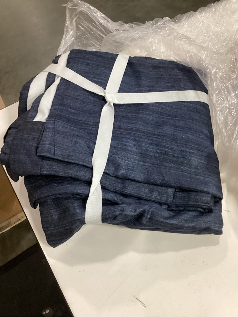 Condition photo showing Good Condition for raw silk room darkening curtain, 48x96, navy (single panel)