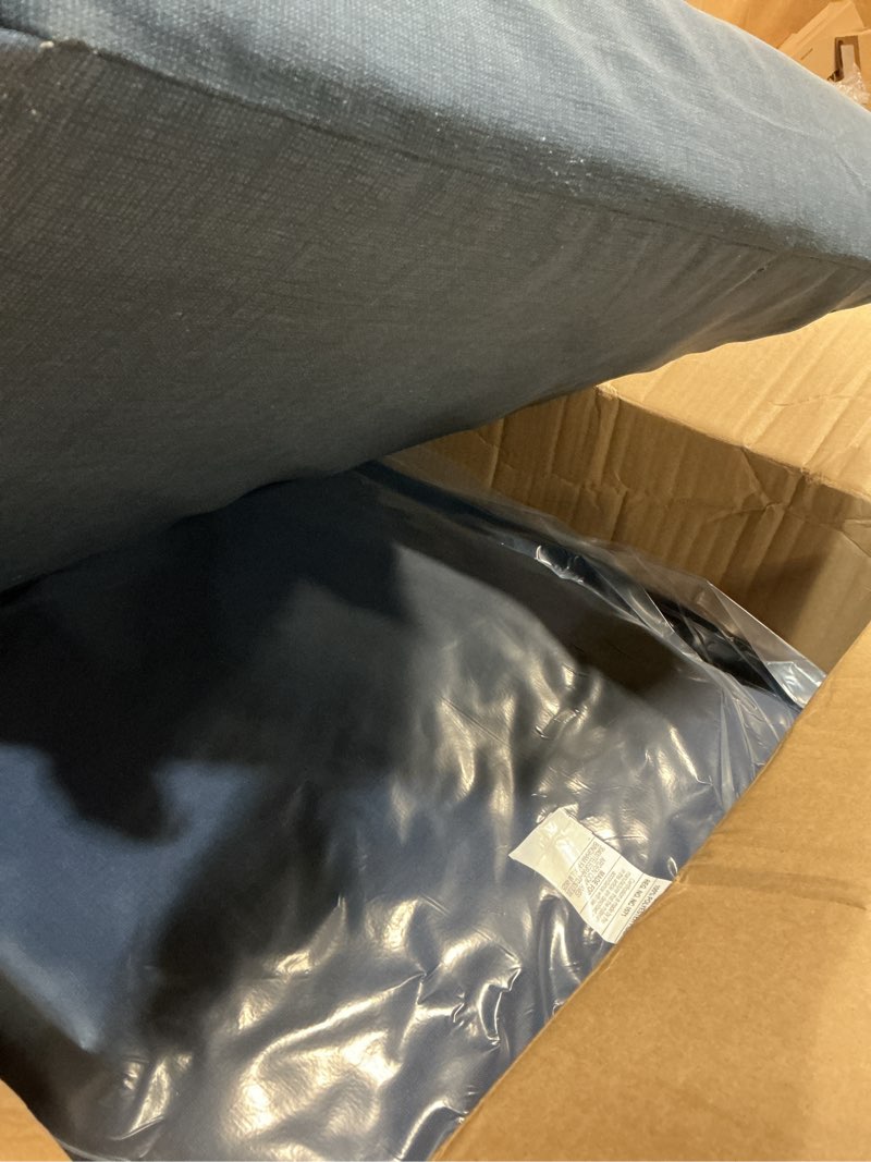 Condition photo showing Good Condition for arden deep seat pillow back cushion, 23 x 17, outdoor/indoor replacement back cushion, plush support, fade-resistant, rain-proof patio furniture cushion, sapphire blue leala 17 x 23 sapphire blue leala 1