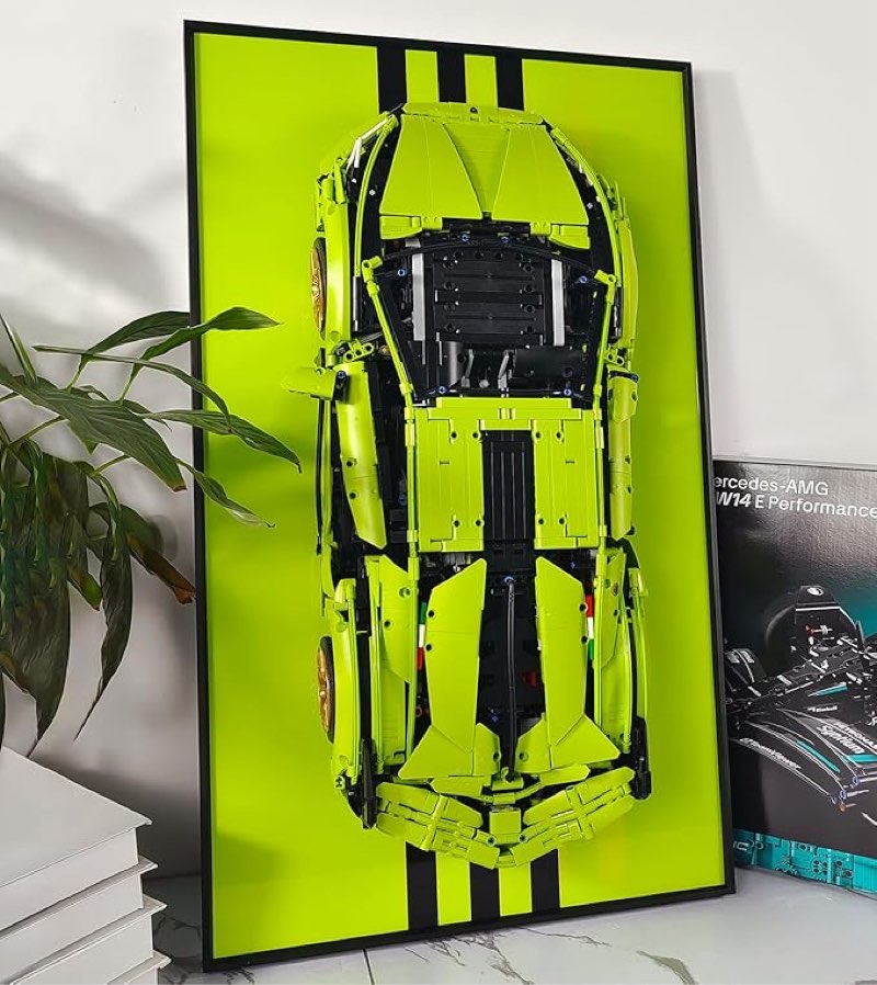  icuanuty display wall mount for lego technic lamborghini sián fkp 37 42115, unique decorative metal frame display wall board for car wall mount -ideal gifts for lego lovers,size:20”x32” 