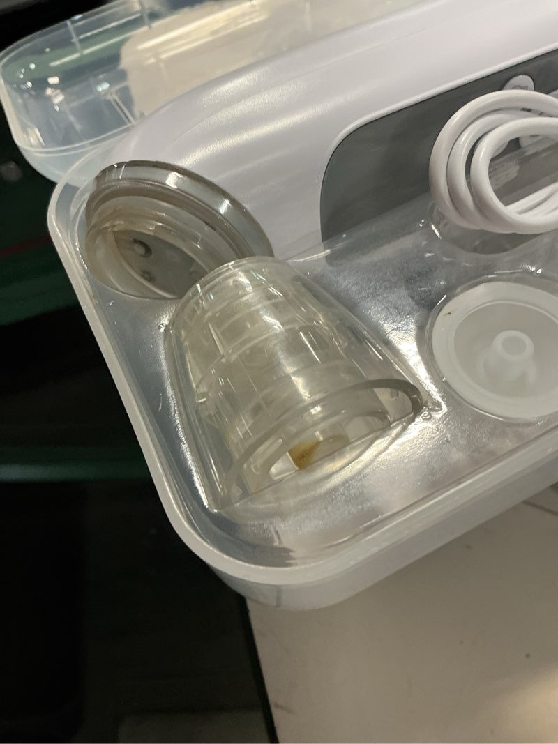 Condition photo showing As Is for koalababy baby nasal aspirator, large flow electric nose sucker with 3 suction levels, rechargeable toddler nose cleaner, soft silicone tips, music and light soothing