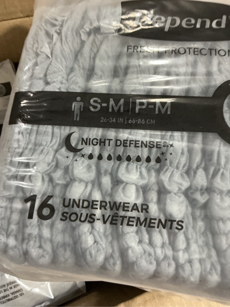 Condition photo showing New/Like New for Depend Night Defense Incontinence Disposable Underwear for Men - Overnight Absorbency - S/M - 64ct