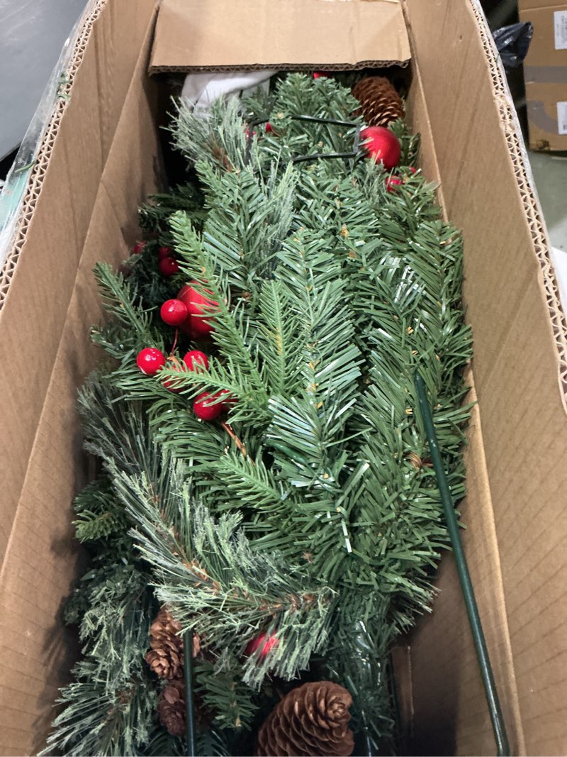 Condition photo showing Good Condition for KING BIRD 2 Set 30 Inch Outdoor Christmas Tree, Pre-Lit LED Christmas Porch Decorations Outdoor Tree, 260 Branch Tips Lush, Pine Cones, Red Berries and Red Ball 2ft 6in