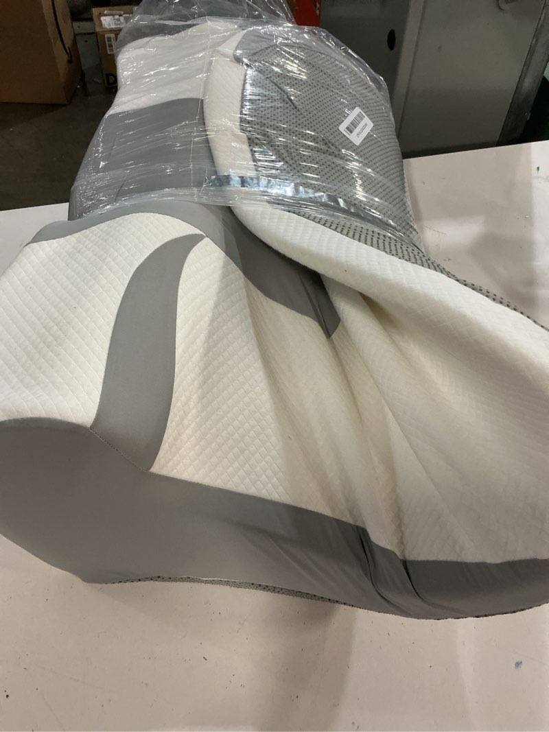 Condition photo showing Good Condition for Bed Wedge Pillow for Sleep Apnea, Acid Reflux & Snoring Relief, Post-Surgery Recovery Pillow with Ergonomic 3-in-1 Certified Memory Foam for Back, Neck & Head Support, Ideal for Back & Side Sleepers White & Gray