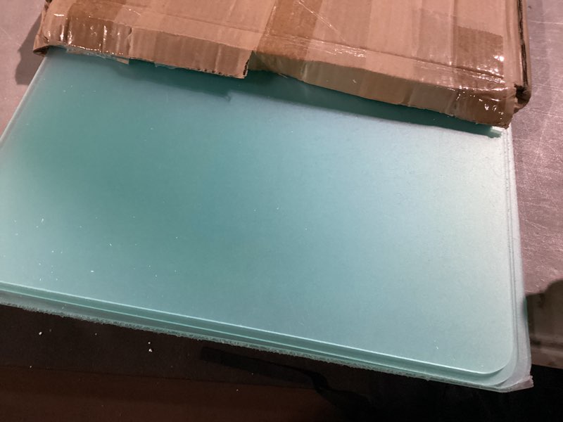 Condition photo showing Good Condition for GOOFCXO 4 Pcs Desk Divider Privacy Panel 23.6 x 15.8 Inch Counter Desk Acrylic Panel Holder Free Standing Privacy Shield Work Station Desk Divider Partition for Offices Schools Call Centers (Frosting)