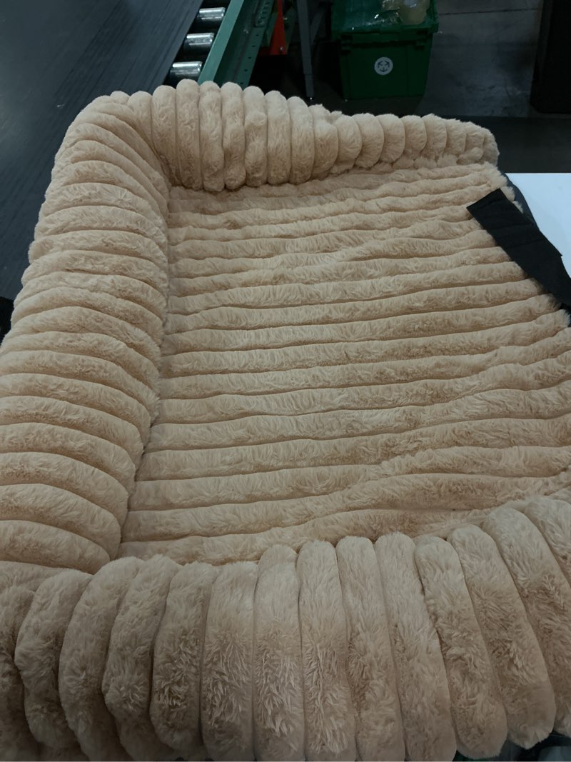Condition photo showing Good Condition for elevated dog bed with removable fluffy pillow cushion, raised pet cot washable bolster, dog couch sofa, anti slip feet, breathable mesh, khaki, (36\"×26\"×8\") khaki