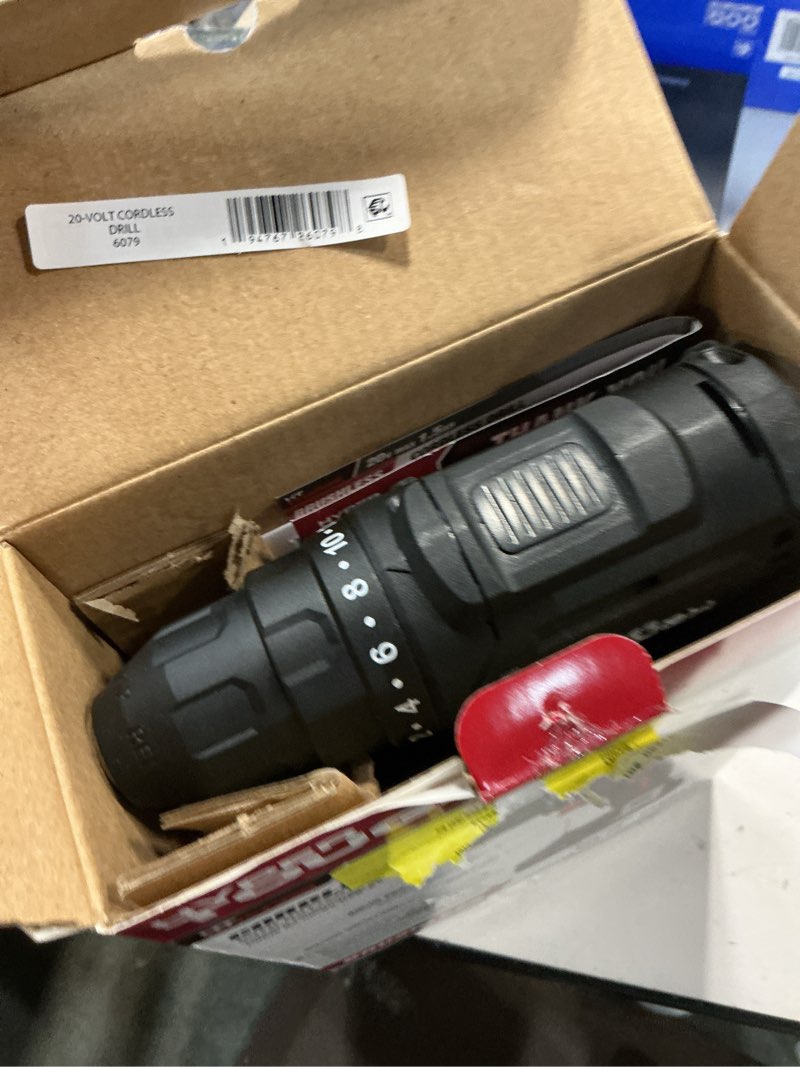 Condition photo showing As Is for hyper tough 20v brushless one speed drill 6079