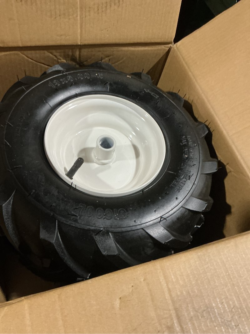 Condition photo showing Good Condition for gicool 13x5.00-6" tiller tire and wheel, ?3/4" axle size?, 3-1/8" centered hub, compatible with craftsman & troy-bilt tiller replacement
