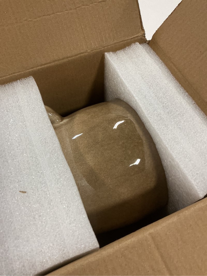 Condition photo showing As Is for 7 Inch Retro Ceramic Vase with Handles, Modern Glazed Blue Vase for Flowers, Farmhouse Vintage Flower Vase Decorative for Home Decor, Table, Counter, Living Room, Bedroom, Entryway