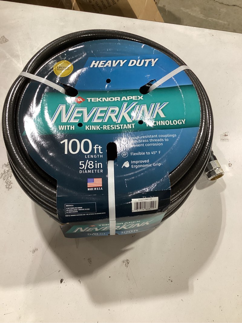 Condition photo showing New/Like New for neverkink teknor apex 5/8-in x 100-ft heavy-duty kink free vinyl gray coiled hose