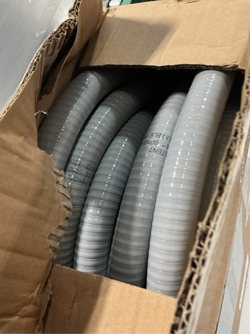 Condition photo showing Good Condition for Liquid Tight Conduit 1inch 25FT,Flexible Non Metallic Liquid Tight Flex Electrical Conduit and Connector Kit with 5 Straight and 3 90-Degree Conduit Connector Fittings