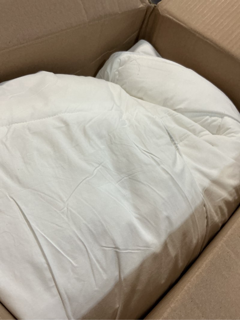 Condition photo showing As Is for cosybay full size feather down fiber comforter - ultra soft 100% cotton duvet insert, all season hotel luxury bedding with corner tabs, 82"x86" white full white/all season