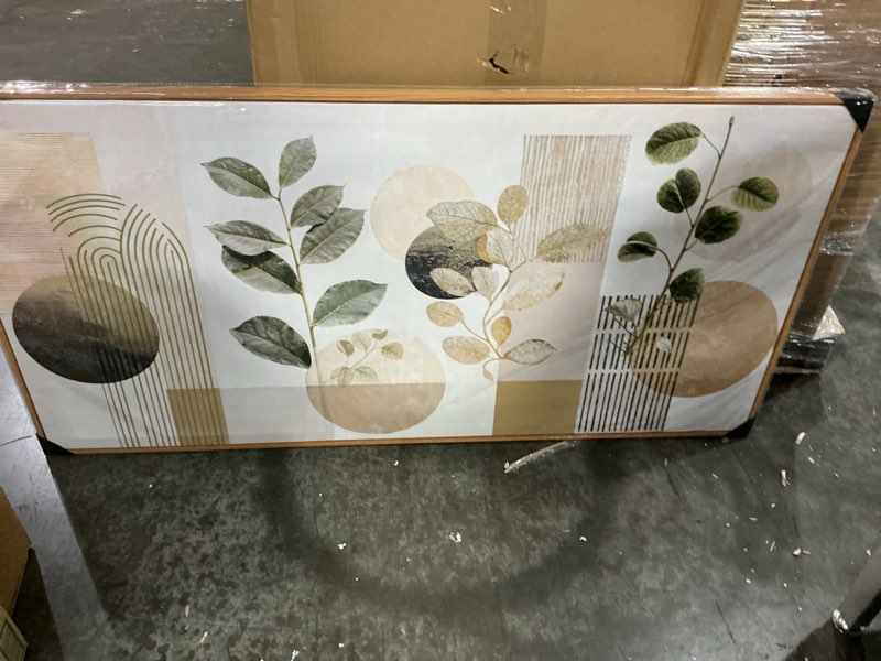 Condition photo showing New/Like New for boho wall art mid century canvas wall art decor set bohemian abstract wall decor modern painting neutral botanical print picture living room bedroom office artwork 24" x 48" with framed 48"l x 24"w green white