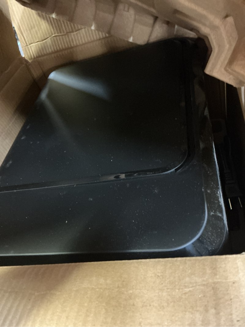 Condition photo showing As Is for chefman air fryer toaster oven combo, countertop oven for quick & healthy meals, bake, broil, air fry, toast, and bagel functions, 450°f max temp, 4 slice toaster oven air fryer combo black