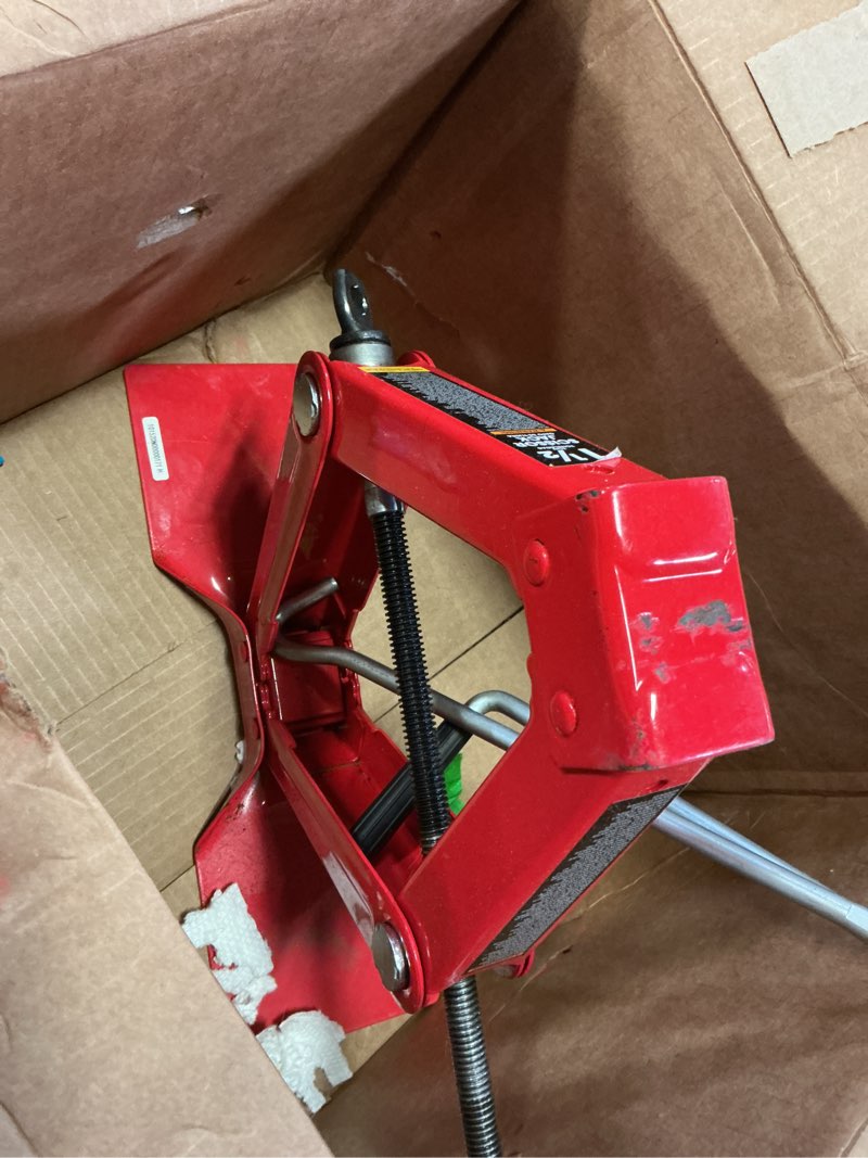 Condition photo showing As Is for BIG RED T10152 Torin Steel Scissor Lift Jack Car Kit, 1.5 Ton (3,000 lb) Capacity, Red 3000lbs