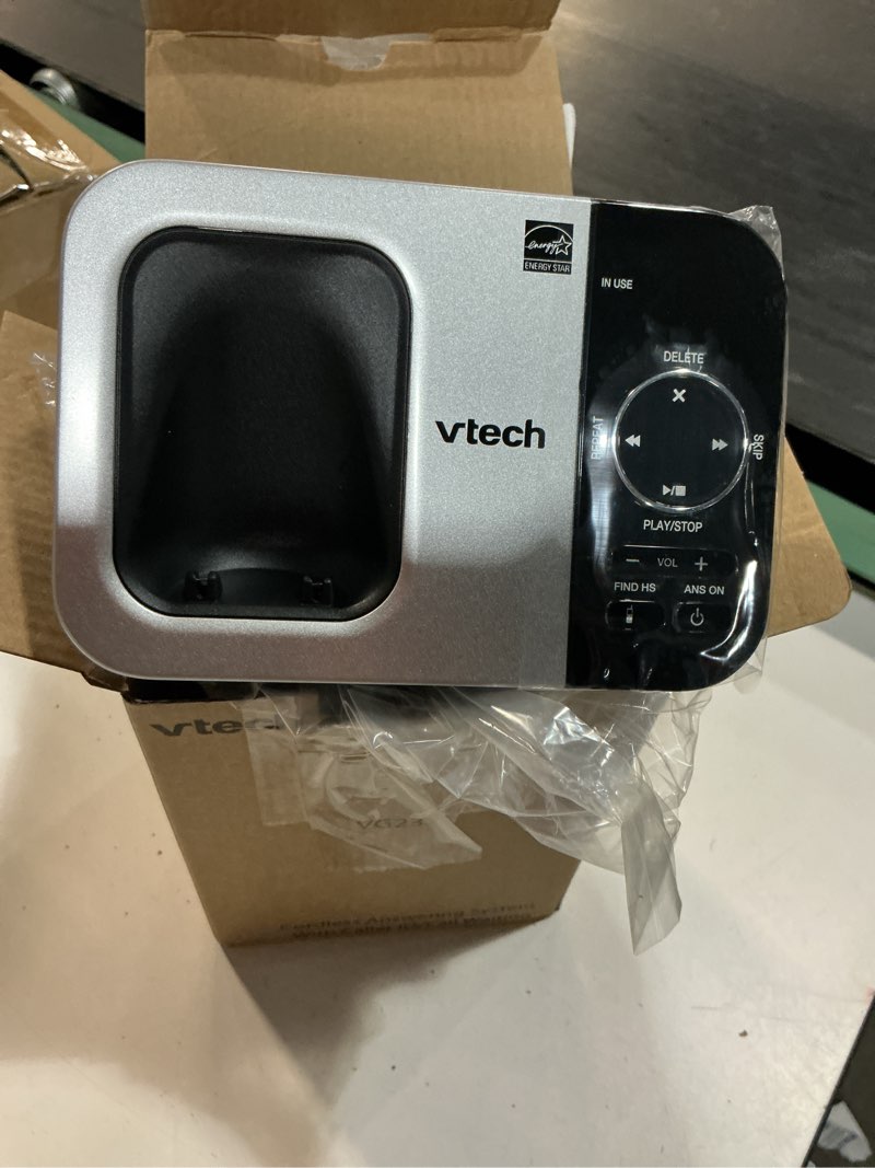 Condition photo showing As Is for vtech cordless home phone with answering machine — full-duplex speakerphone, large backlit display, big buttons, caller id, easy setup | vg232 caller id/answering system 1 handset