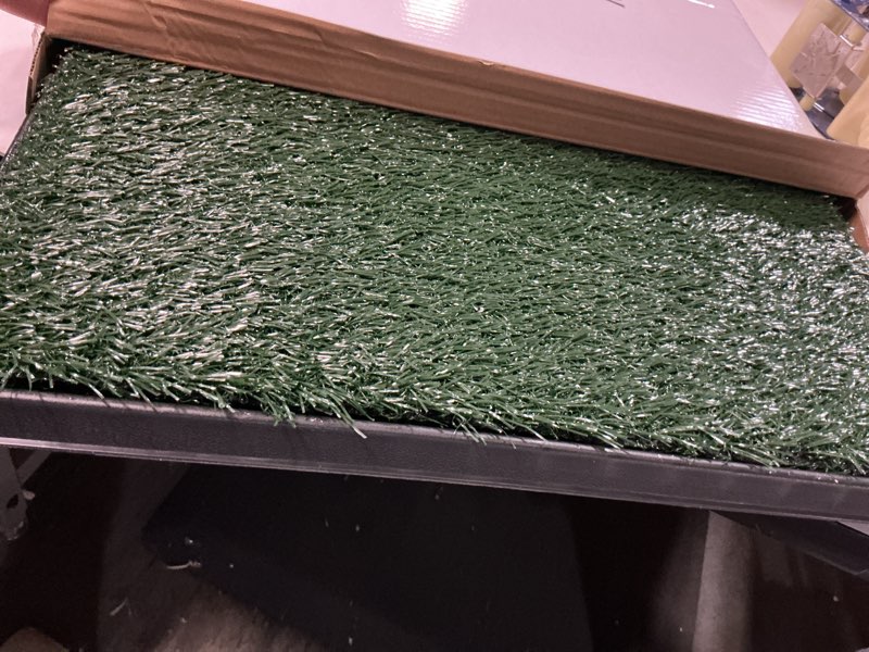 Condition photo showing Good Condition for Dog Grass Pad with Tray, 25"x20" Grass Pad for Dogs Potty with 2pcs Artificial Grass, Indoor Dog Litter Box for Balcony Apartment, Realistic, Washable, Less Odor Medium