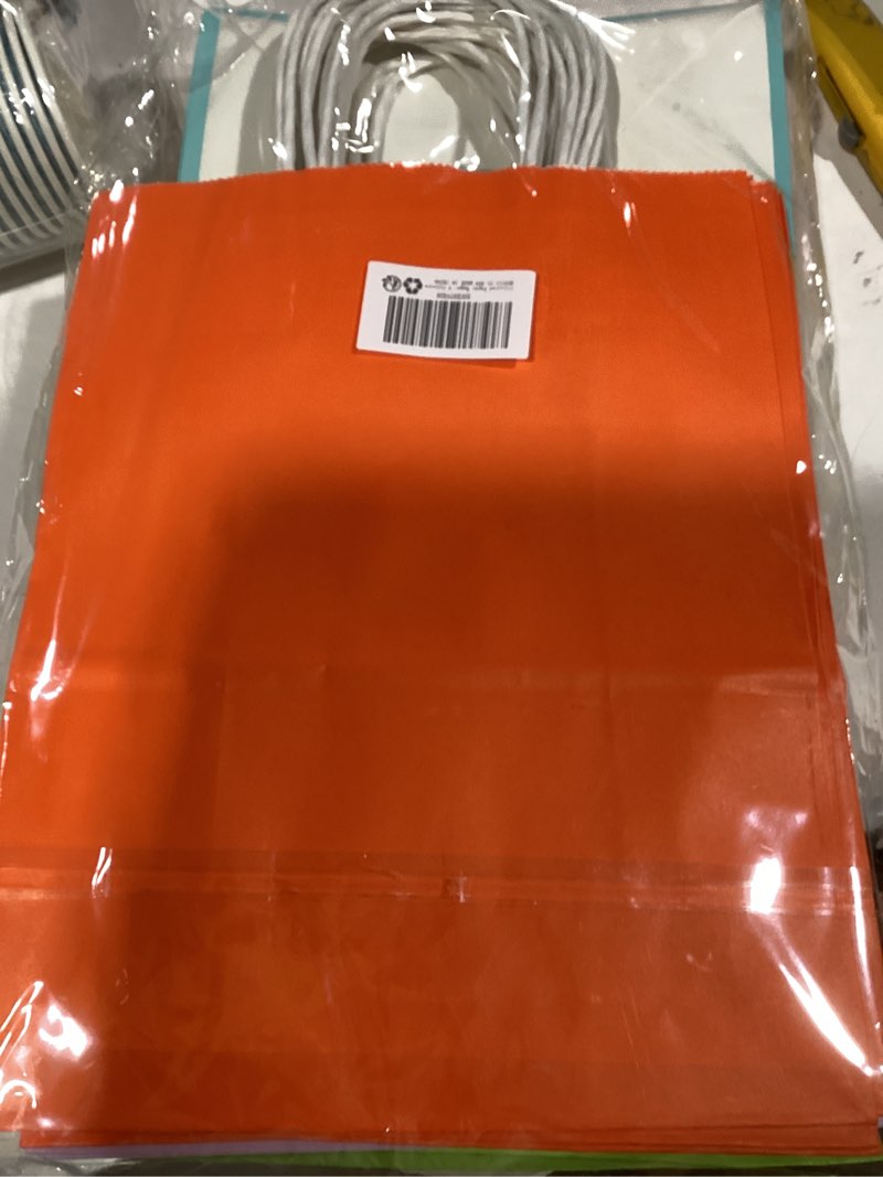 Condition photo showing New/Like New for HERUIO 30 Gift Paper Bags 8.2×4.3×10.6 in, Colored Bags with Handles White Party Favor Bags for Party, Birthda, Wedding, Grocery, Shopping - 6 Colours - Medium Cookie Bags 210×110×270mm