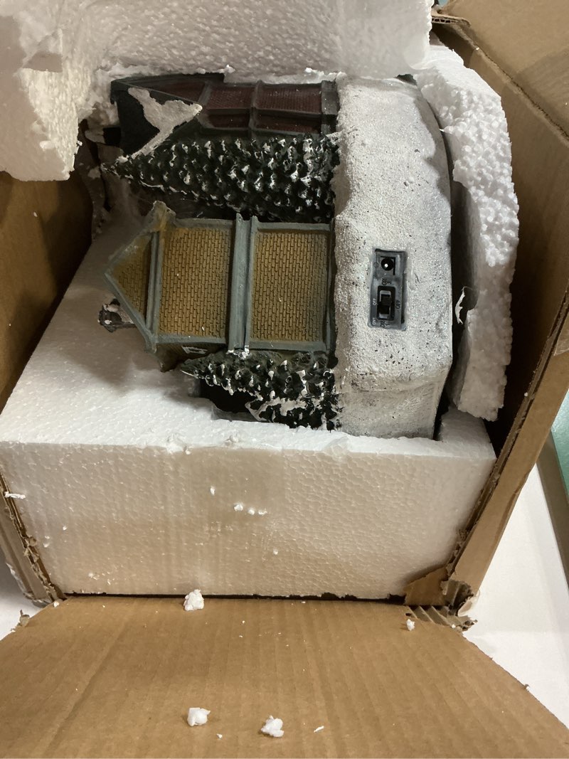 Condition photo showing Good Condition for Skating Christmas Village - Animated Pre-lit Musical Winter Snow Village with 4 Moving Skaters - Perfect Addition to Your Christmas Indoor Decorations & Christmas Village Displays