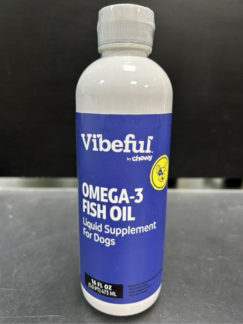 chewy omega 3, VIBEFUL Omega 3 Fish Oil Liquid Skin Coat Supplement for Dogs 16 oz