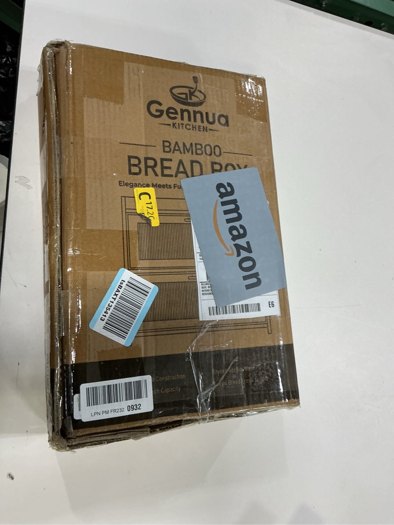 Condition photo showing Good Condition for Extra Large Bamboo Bread Box for Kitchen Countertop, Dual-Layer Breadbox Provides Double the Bread Storage Space, Holds Multiple Loaves, Durable & Beautiful with Frosted Acrylic Panels
