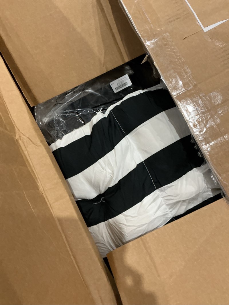 Condition photo showing As Is for dilunave adirondack chair cushions set of 2 black and white striped outdoor high back patio chair cushions 46 x 22 inch waterproof tufted seat pads back with ties for indoor outdoor patio accessories black white stripe