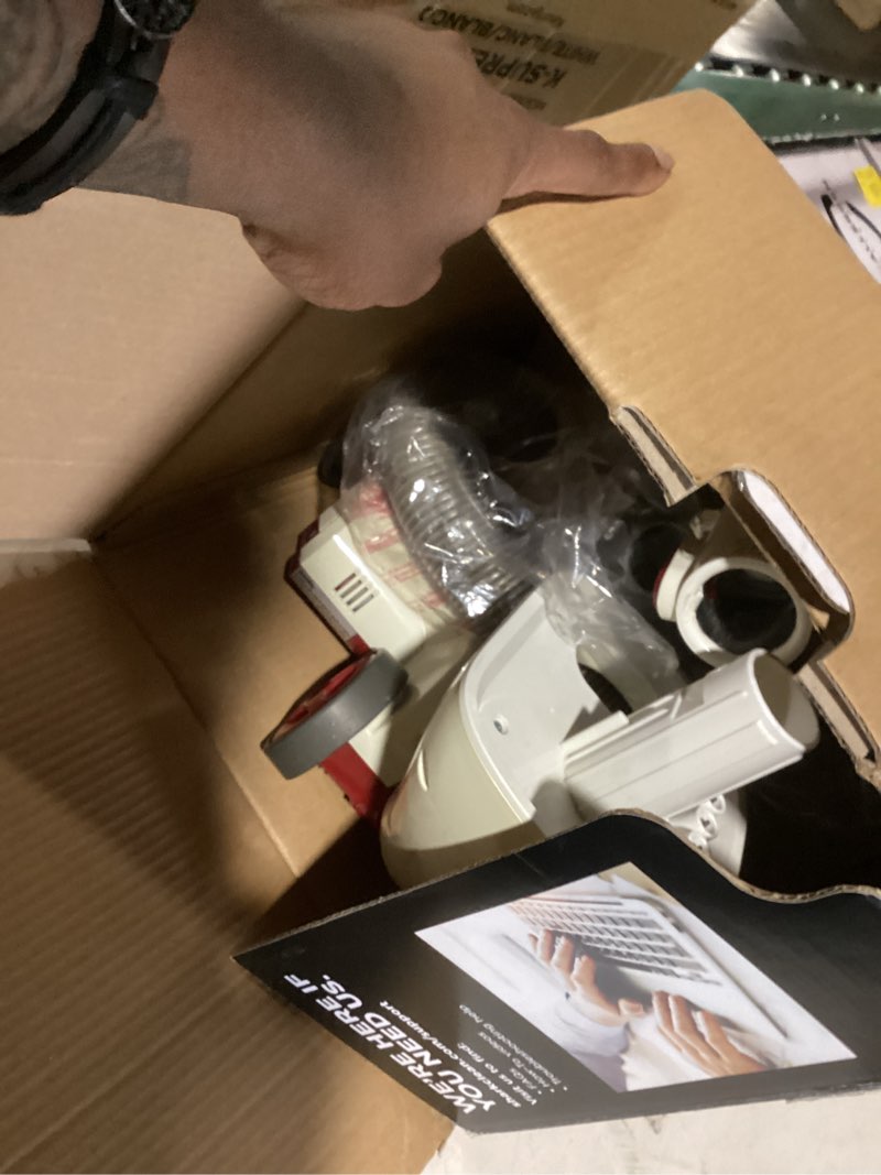 Condition photo showing New/Like New for shark nv501 rotator professional lift-away upright vacuum with hepa filter, swivel steering, led headlights, wide upholstery tool, dusting brush & crevice tool, white/red